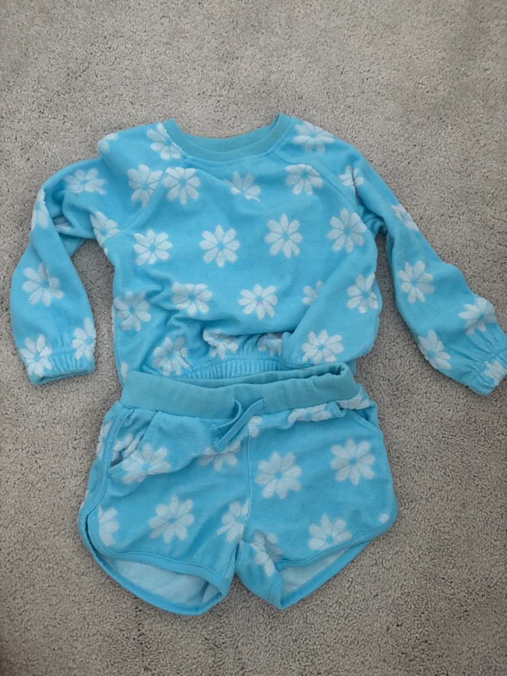 Andy & Evan Sky Blue Daisy Fleece Matching Set
